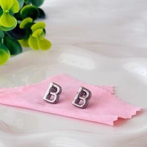 Silver Bubble Letter B Stud
Earrings Stainless Steel